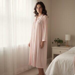 Vintage VANITY FAIR PINK SATIN GOWN NEGLIGEE PAJAMAS PEIGNOIR NIGHTY ROBE 2XL